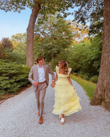 A-Line Square Yellow Tiered Long Prom Dress Princess Tulle Formal Evening Dress HZ1023